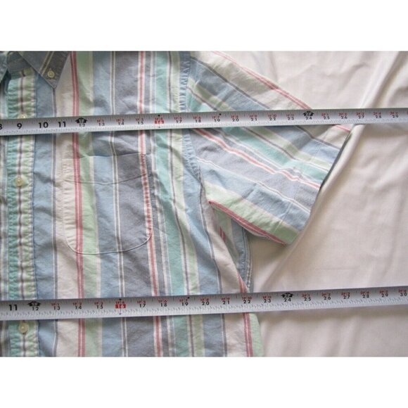 Men Lands; End Sail Rigged Oxfor Traditional Fit Short Sleeve Shirt Sz L (MT284) - Picture 7 of 9